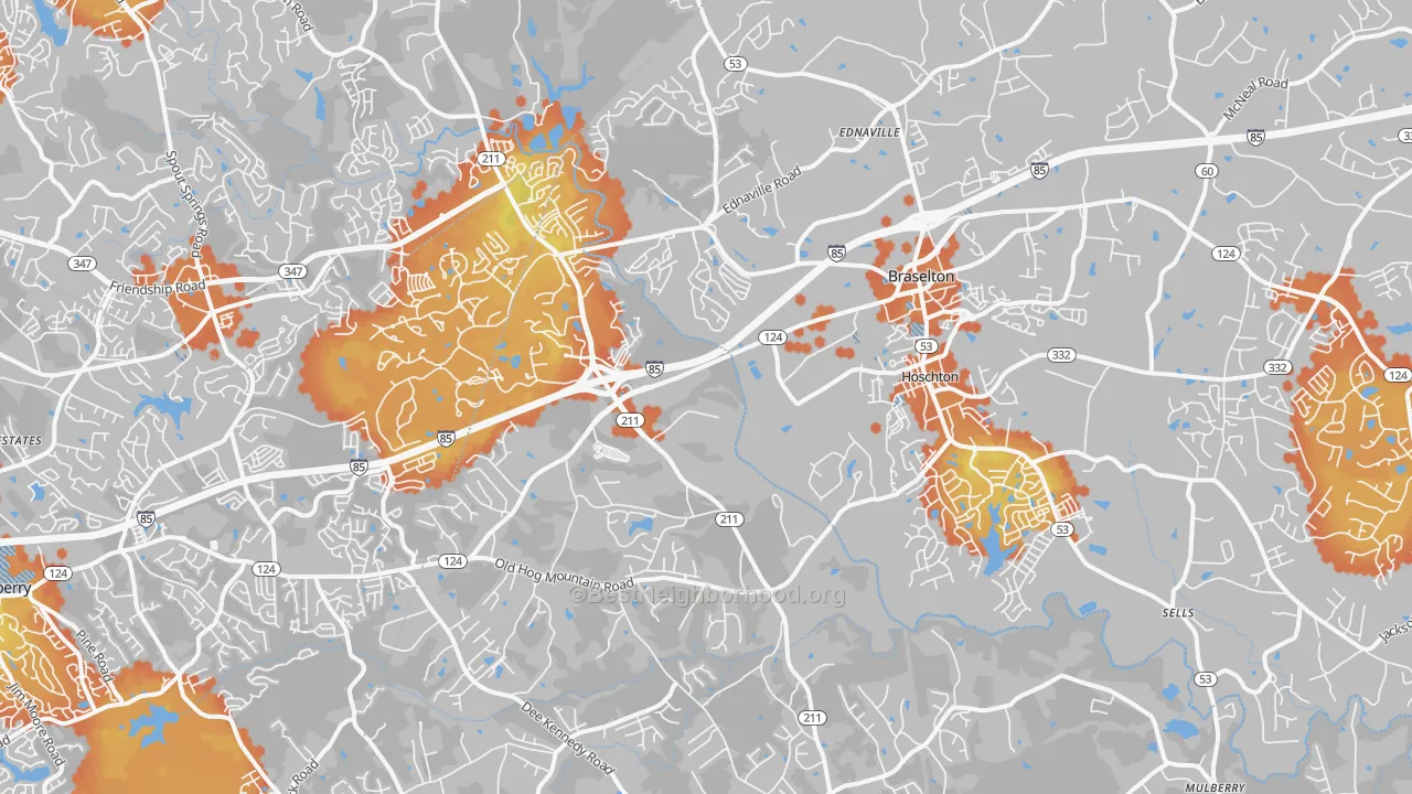 Bike Grade map of 30548, GA
