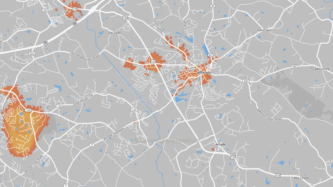 Bike Grade map of 30549, GA