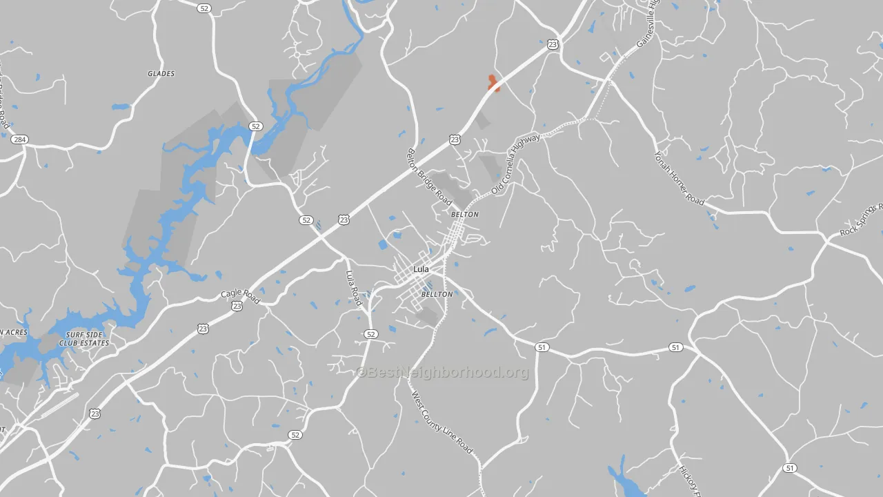 Bike Grade map of 30554, GA
