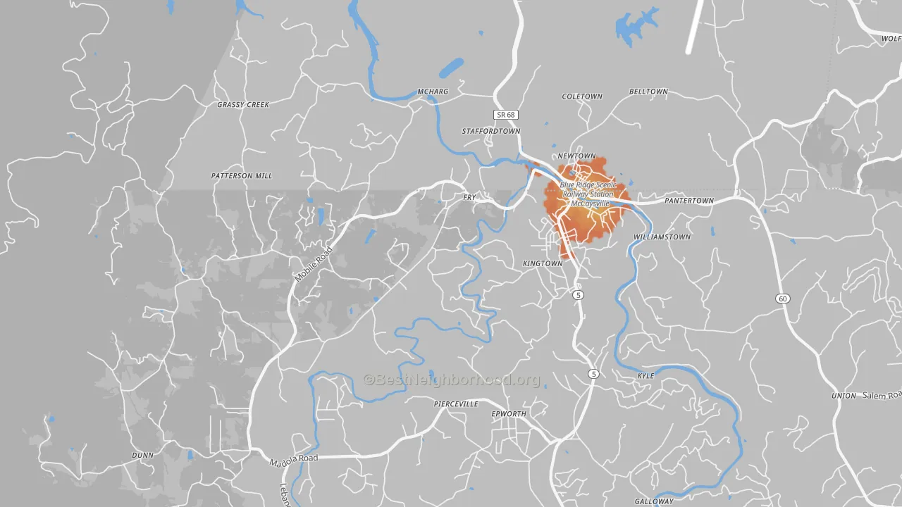 Bike Grade map of 30555, GA