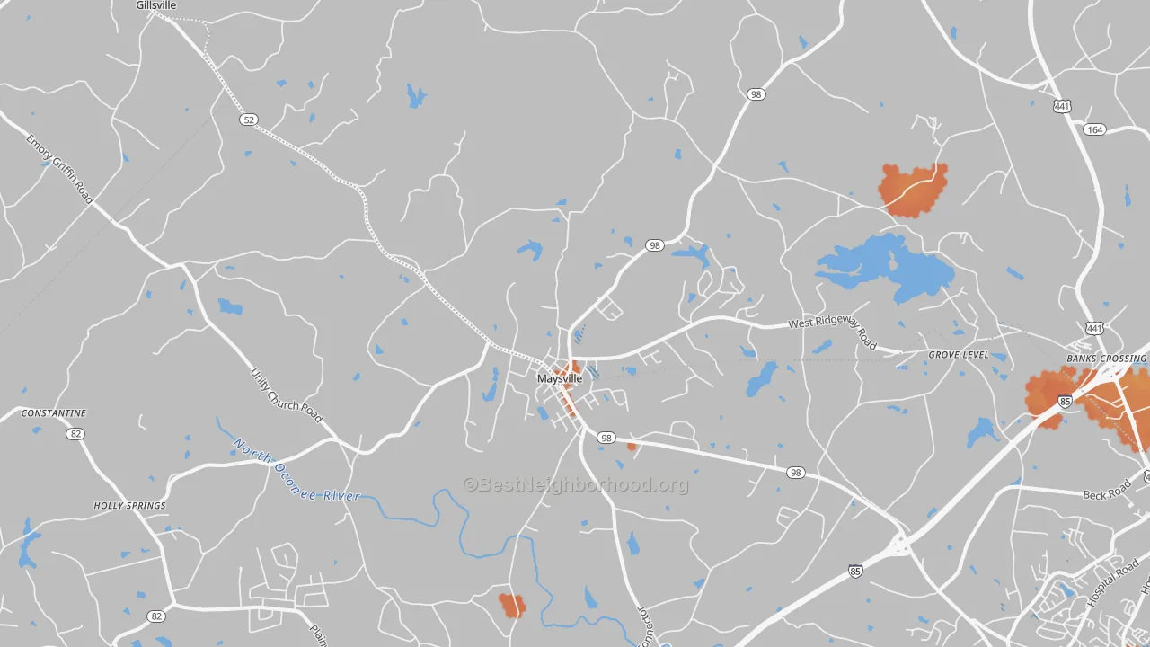 Bike Grade map of 30558, GA