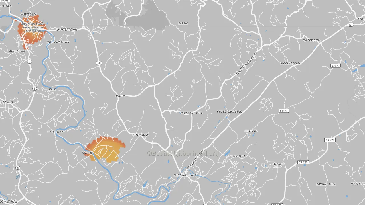 Bike Grade map of 30559, GA