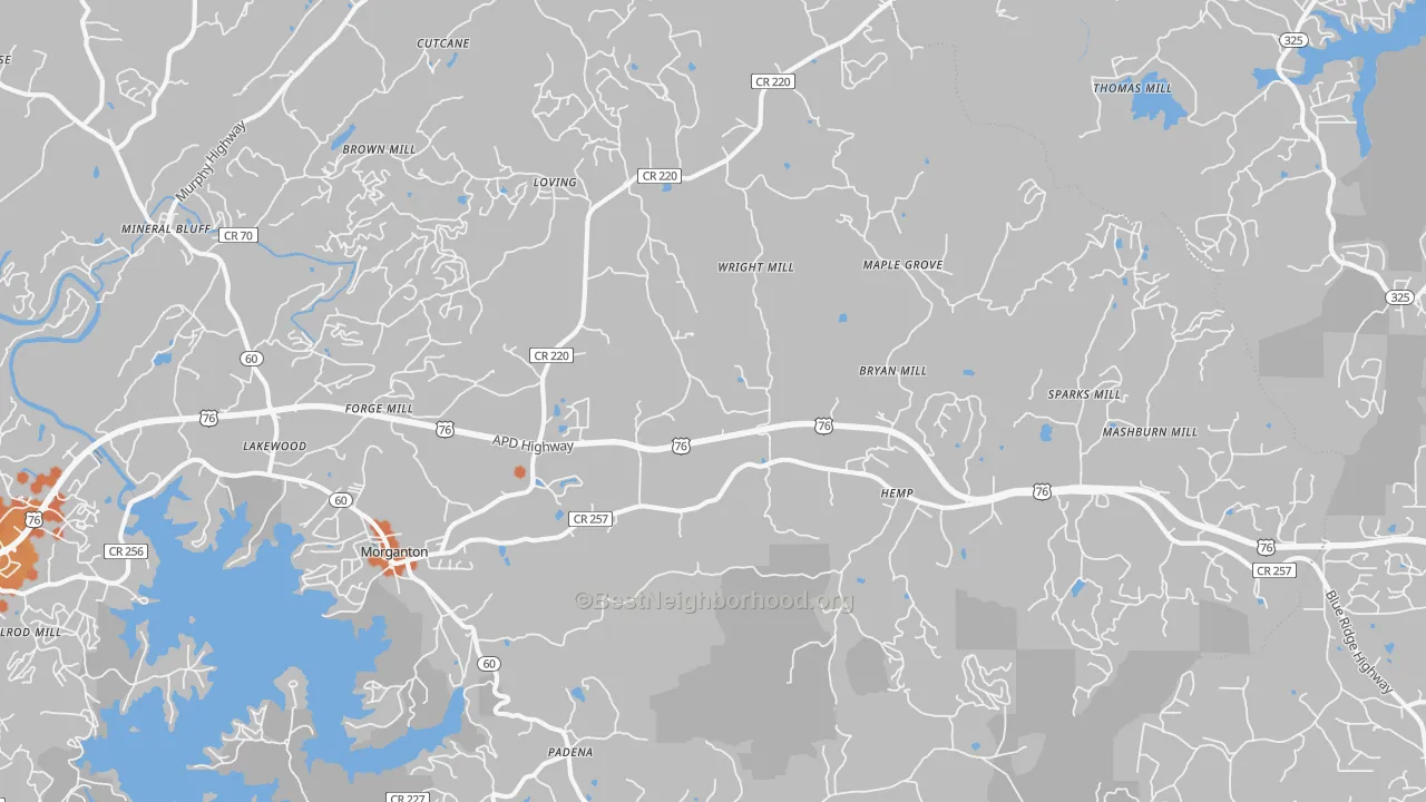 Bike Grade map of 30560, GA