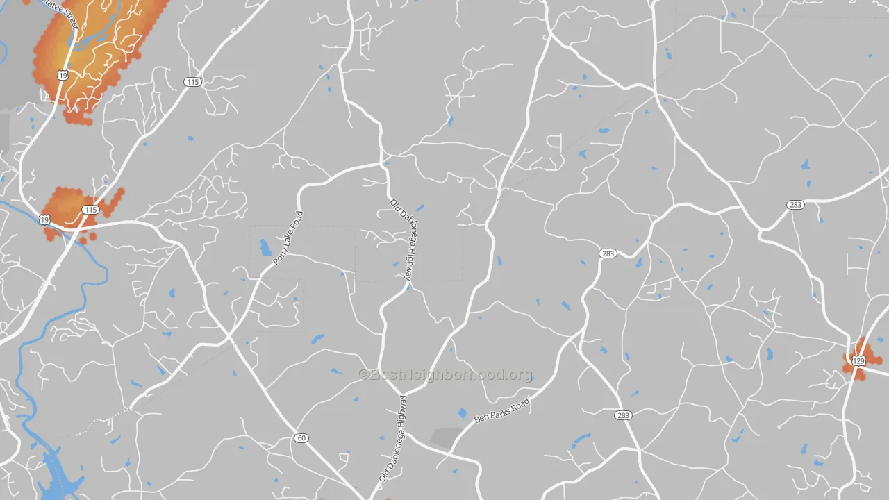 Bike Grade map of 30564, GA