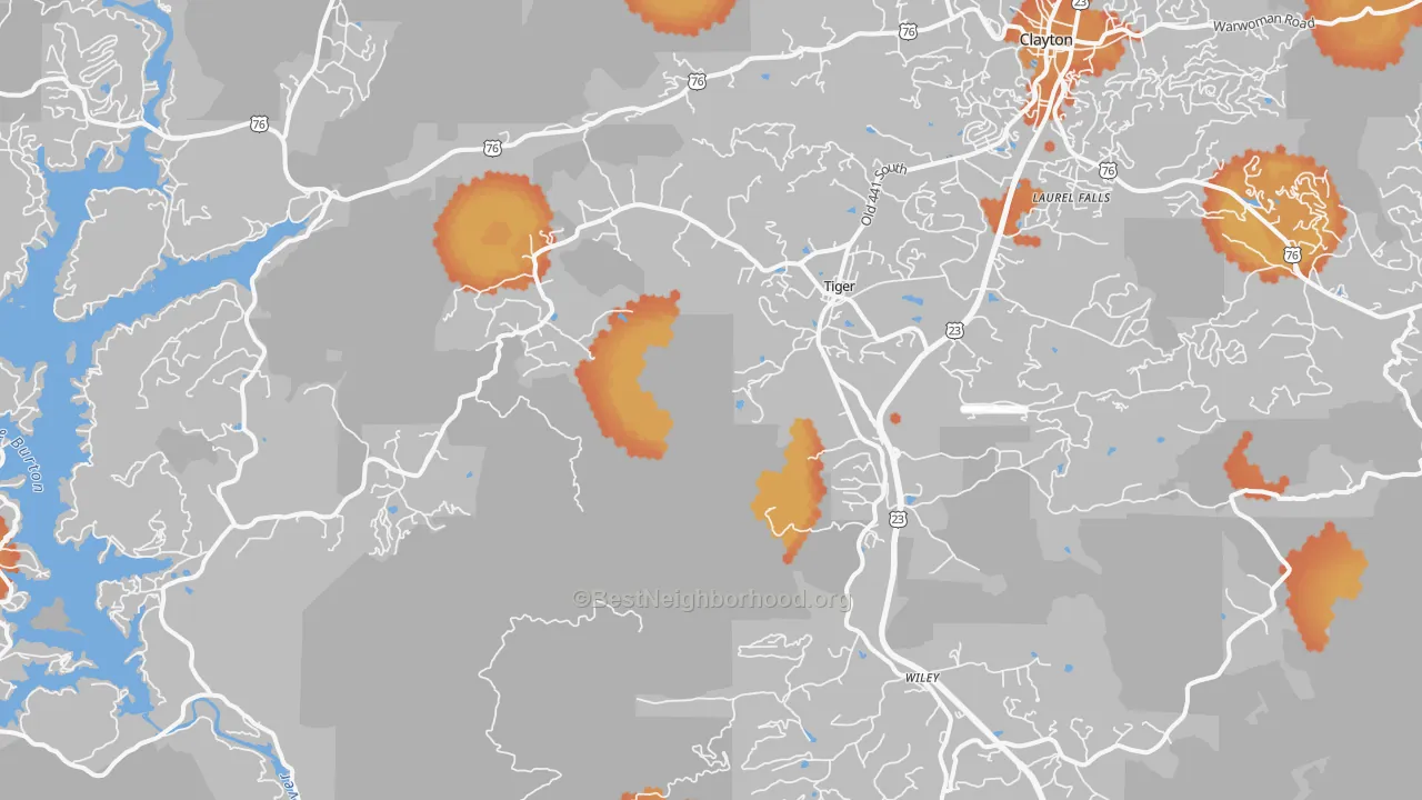 Bike Grade map of 30576, GA
