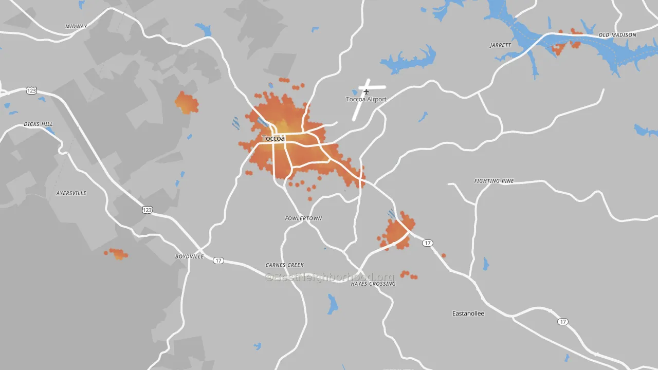 Bike Grade map of 30577, GA
