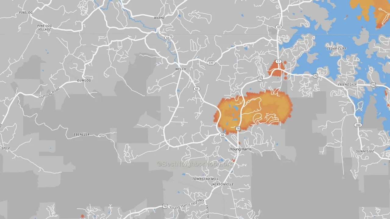Bike Grade map of 30582, GA