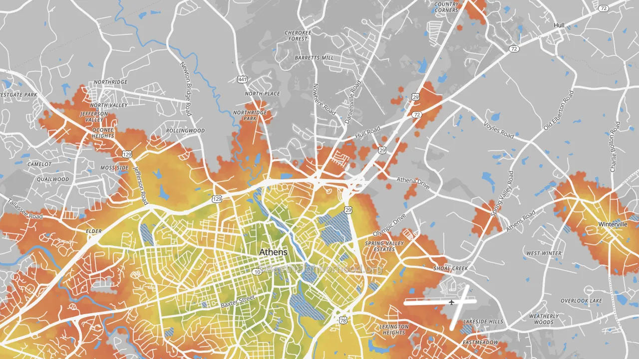 Bike Grade map of 30601, GA