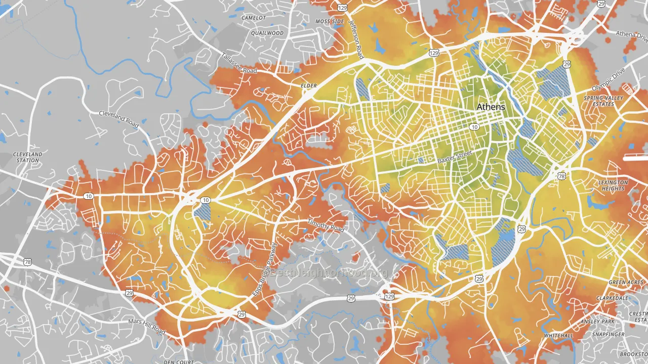 Bike Grade map of 30606, GA