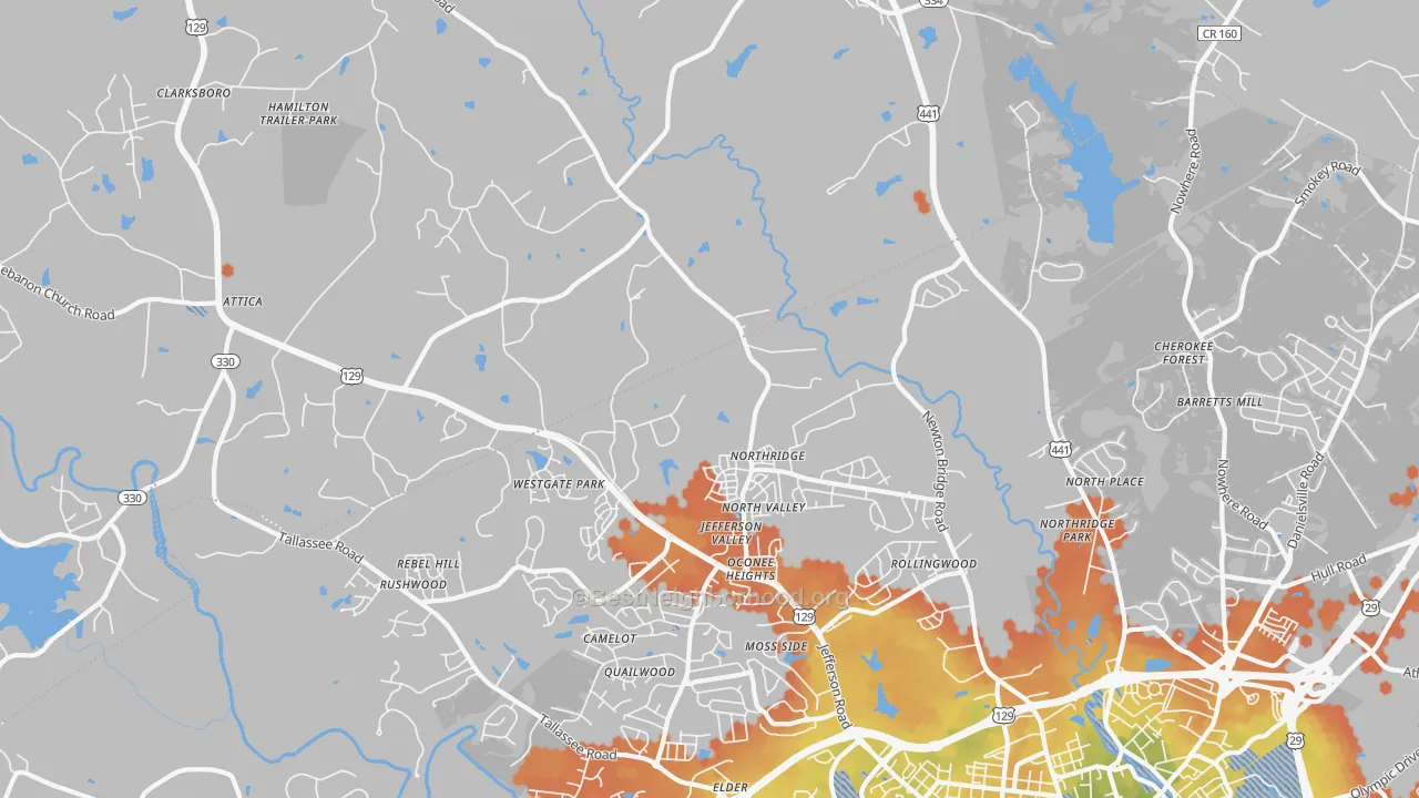 Bike Grade map of 30607, GA