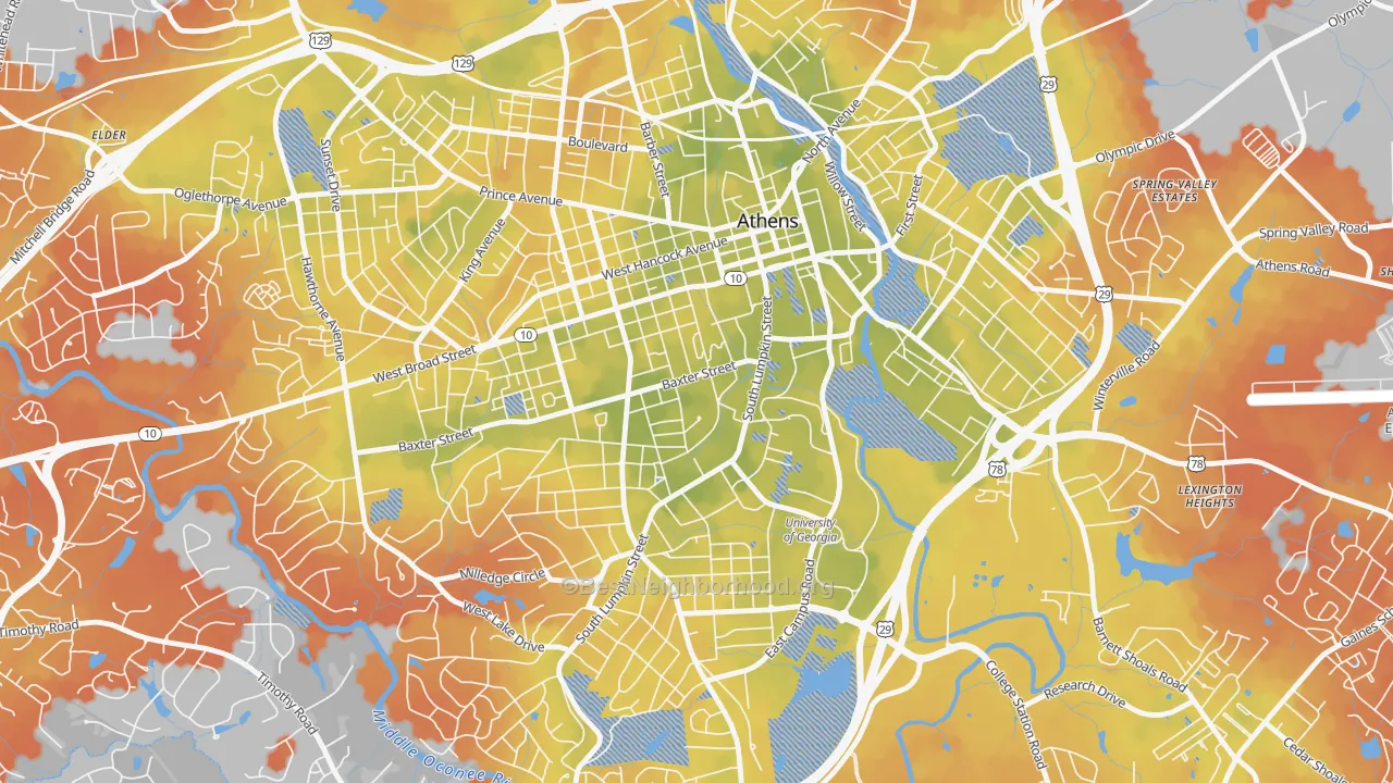 Bike Grade map of 30609, GA