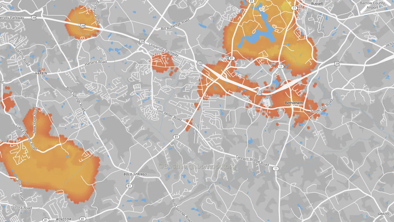Bike Grade map of 30620, GA