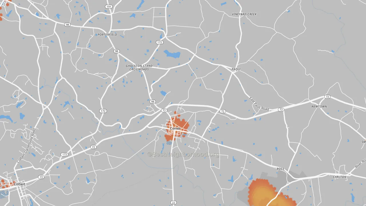 Bike Grade map of 30629, GA
