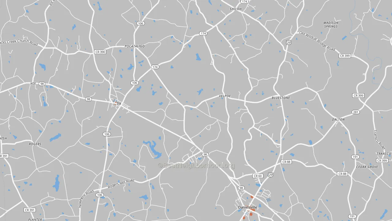 Bike Grade map of 30633, GA