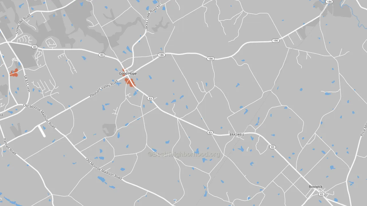 Bike Grade map of 30641, GA