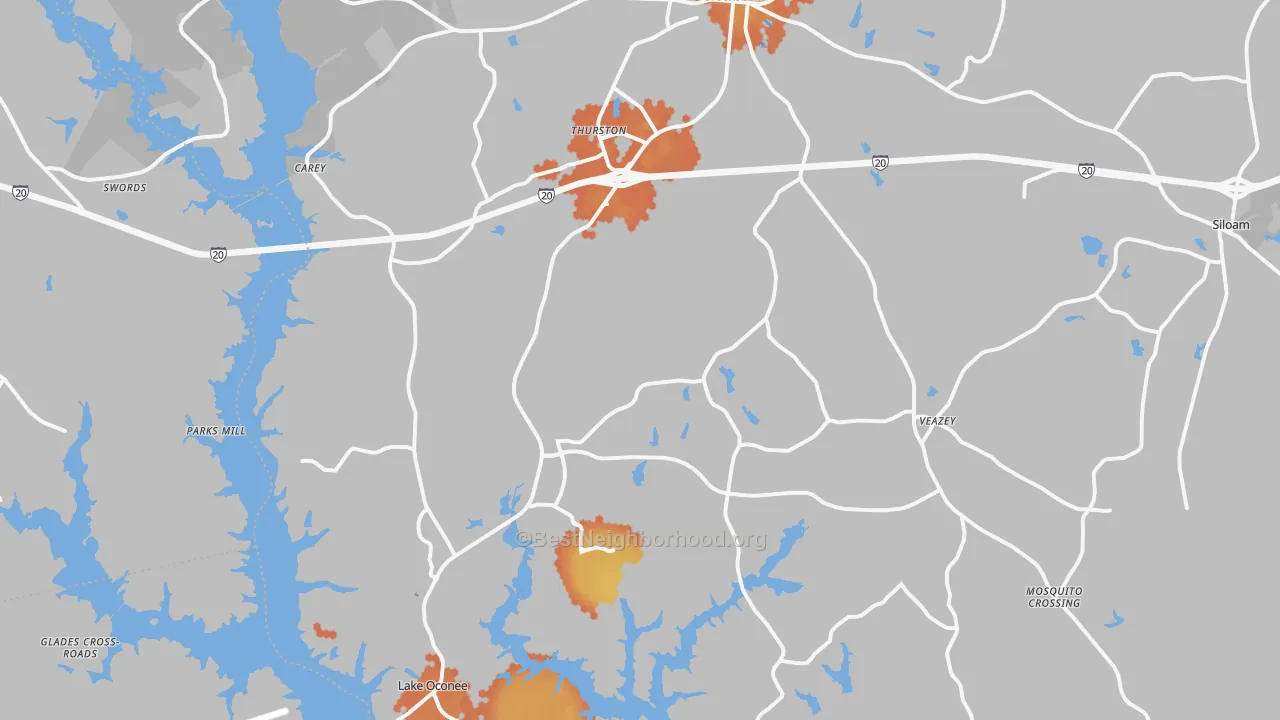 Bike Grade map of 30642, GA