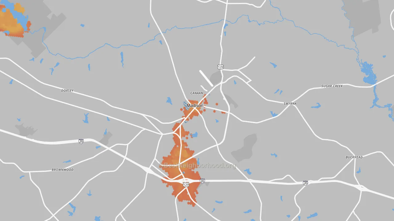 Bike Grade map of 30650, GA