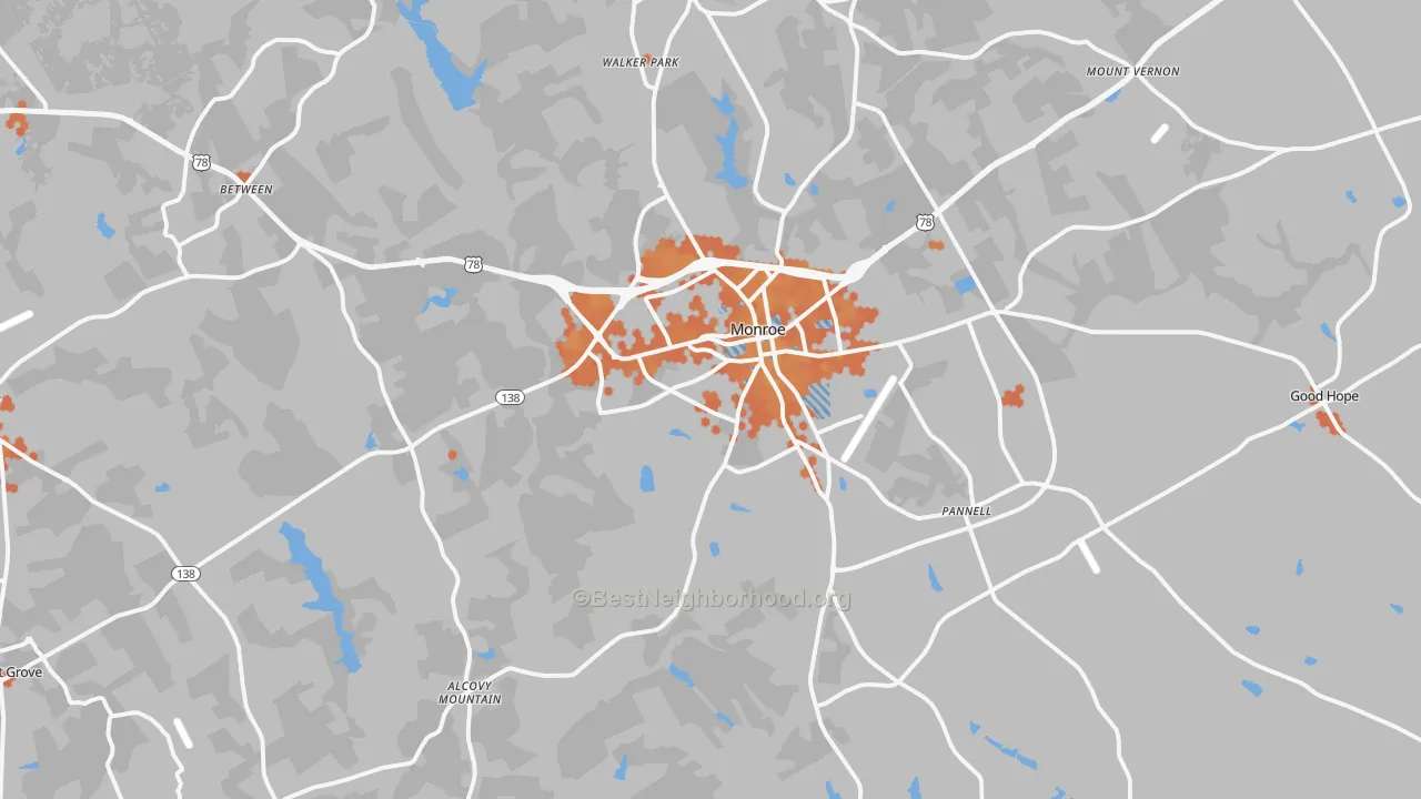 Bike Grade map of 30655, GA