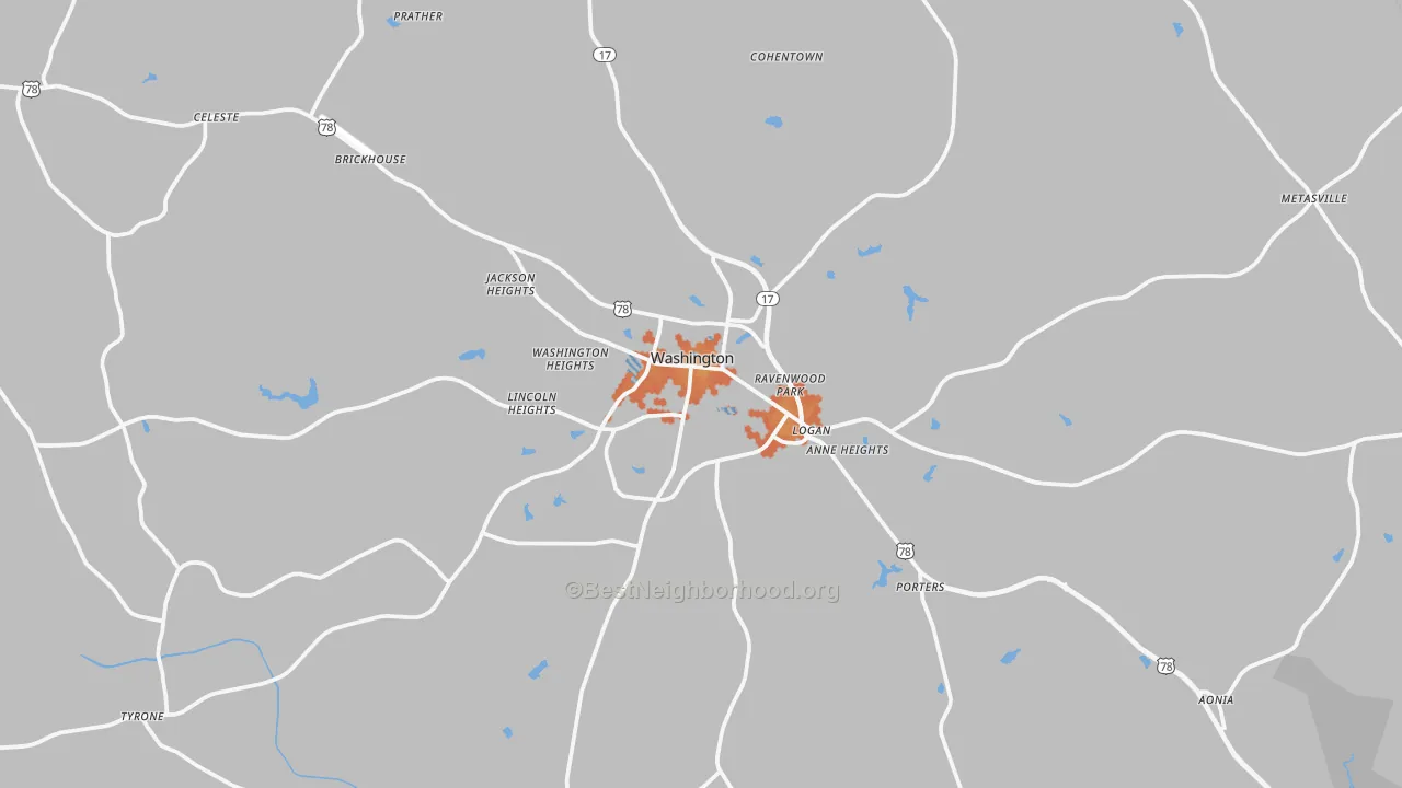 Bike Grade map of 30673, GA