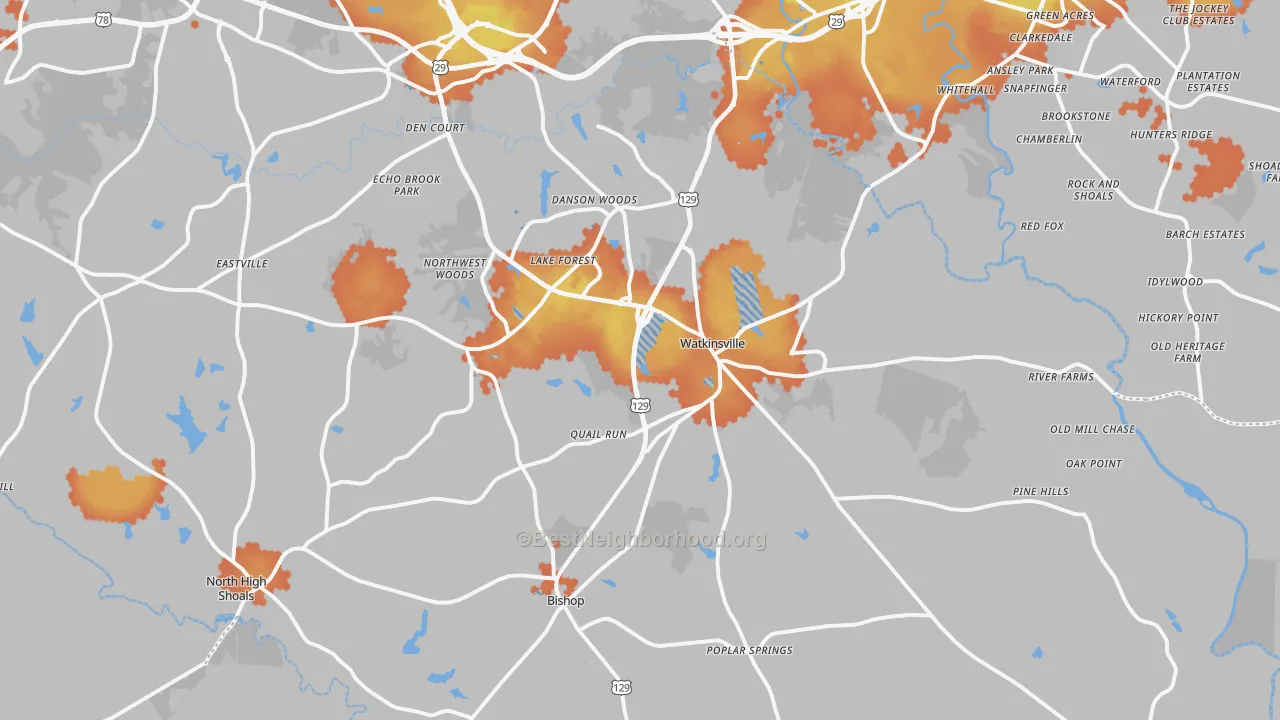 Bike Grade map of 30677, GA