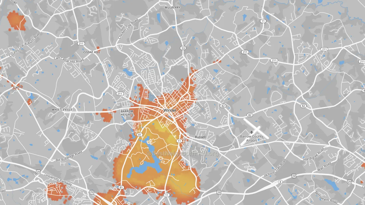 Bike Grade map of 30680, GA