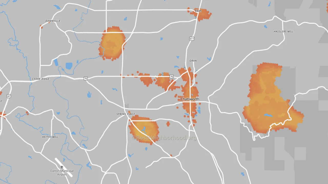 Bike Grade map of 30705, GA