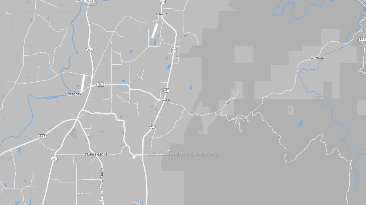 Bike Grade map of 30708, GA