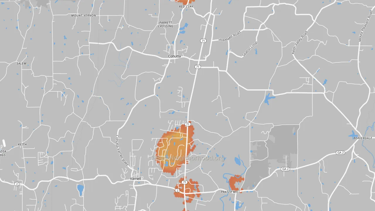 Bike Grade map of 30710, GA