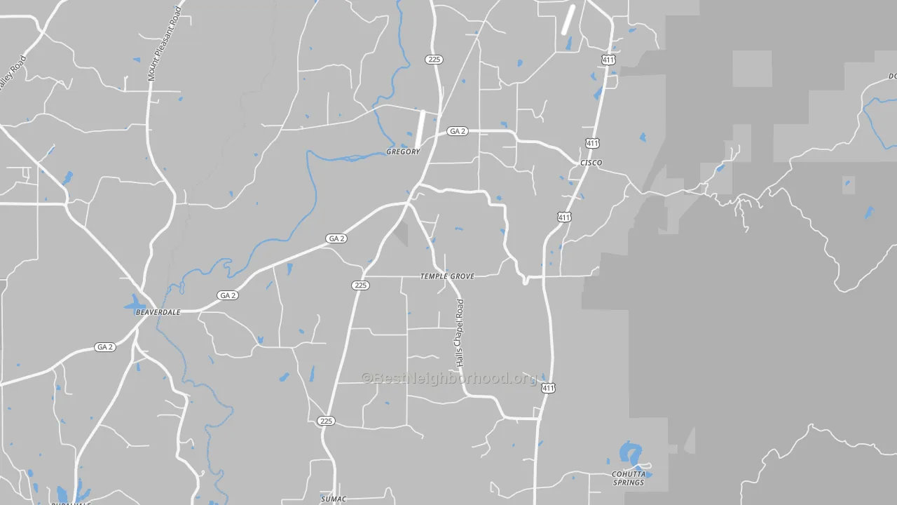 Bike Grade map of 30711, GA