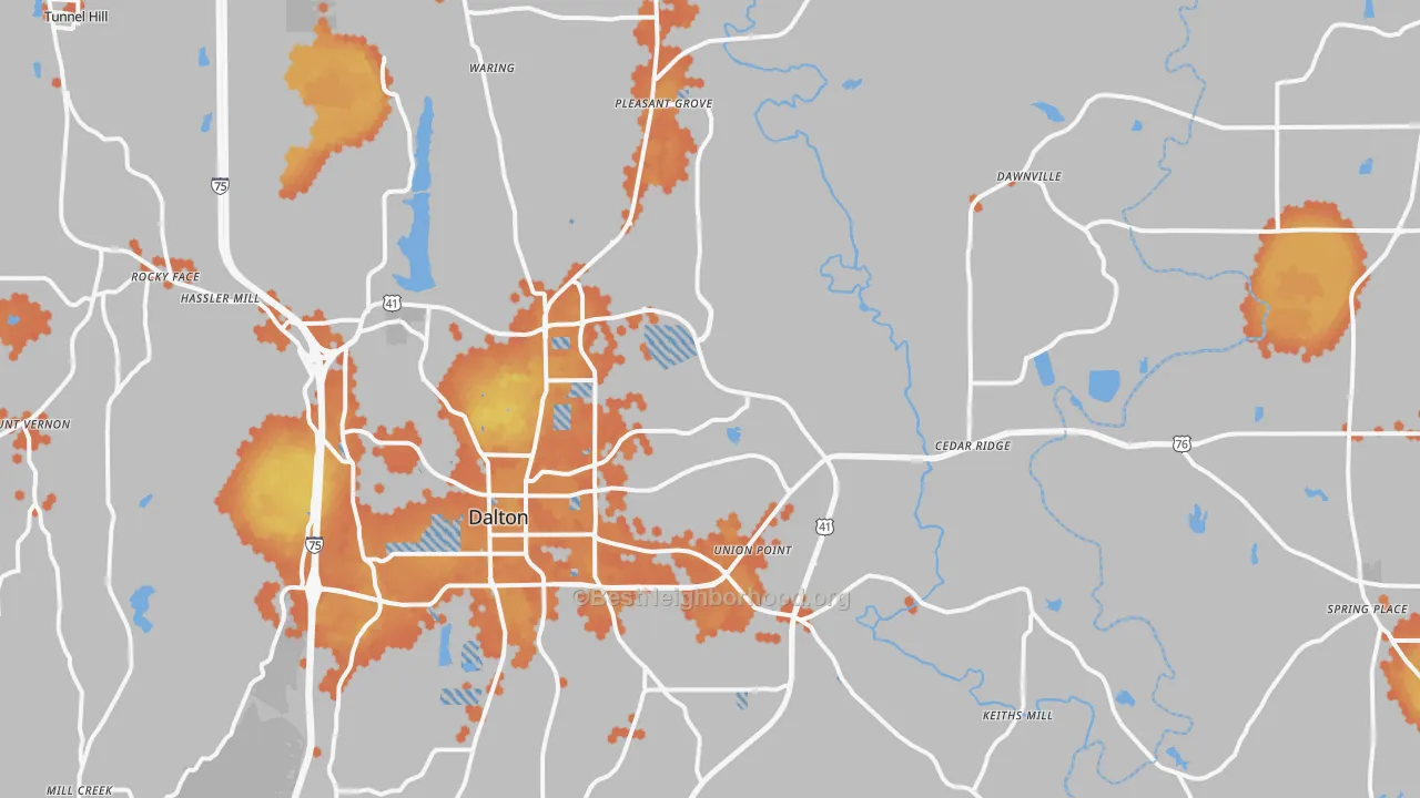 Bike Grade map of 30721, GA