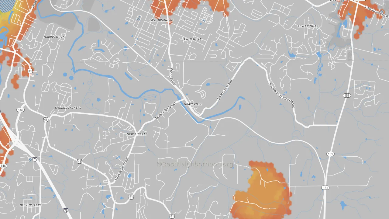 Bike Grade map of 30726, GA
