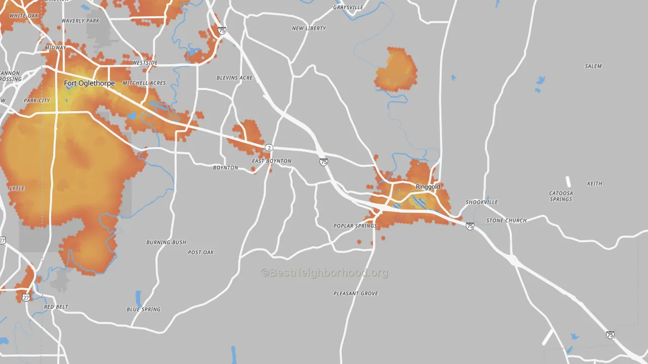 Bike Grade map of 30736, GA