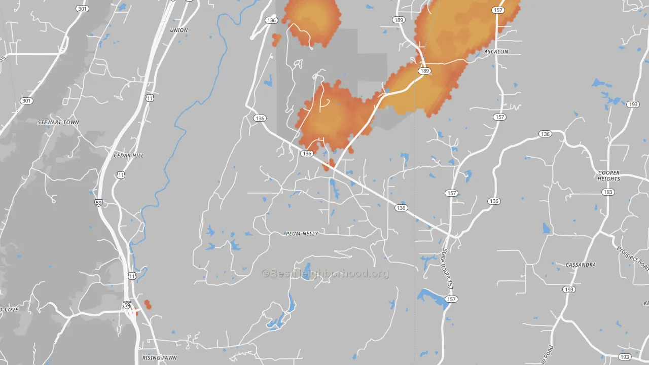 Bike Grade map of 30738, GA