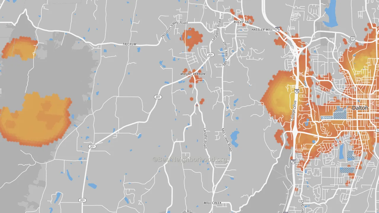 Bike Grade map of 30740, GA