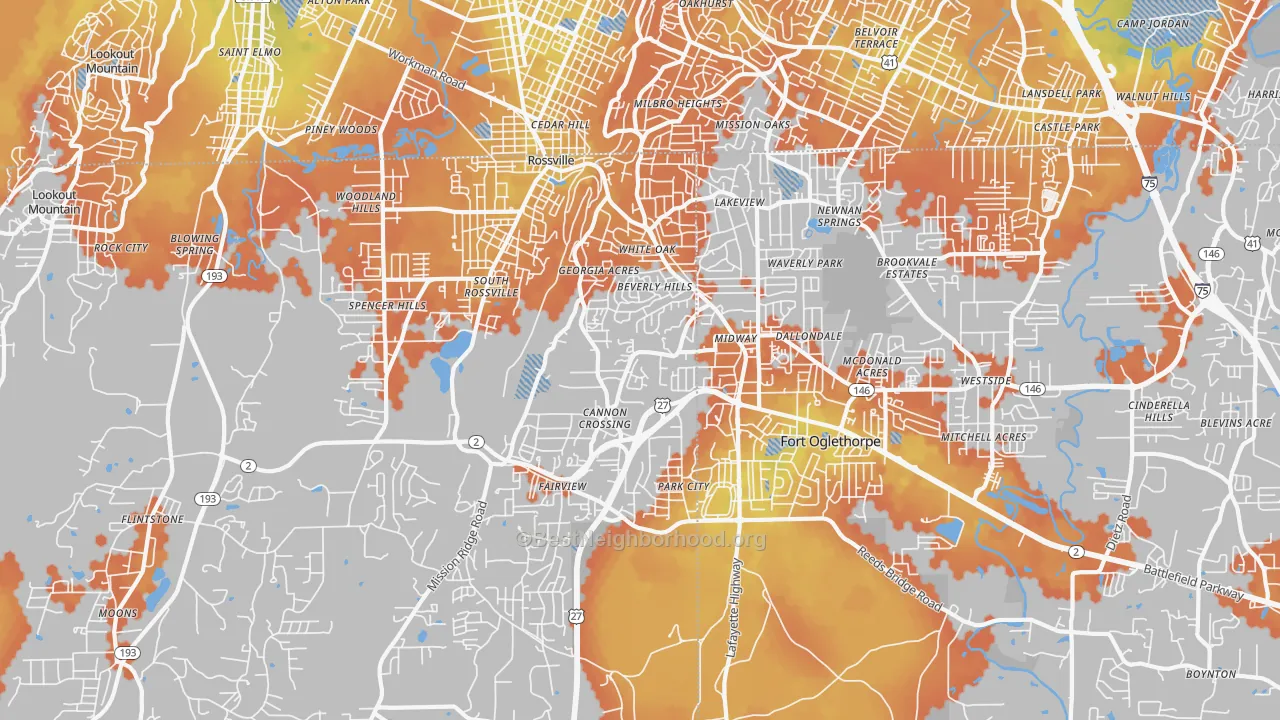Bike Grade map of 30741, GA