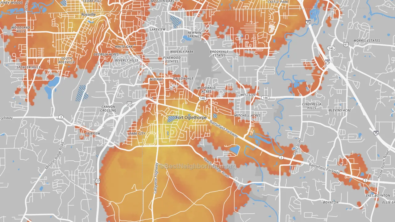 Bike Grade map of 30742, GA