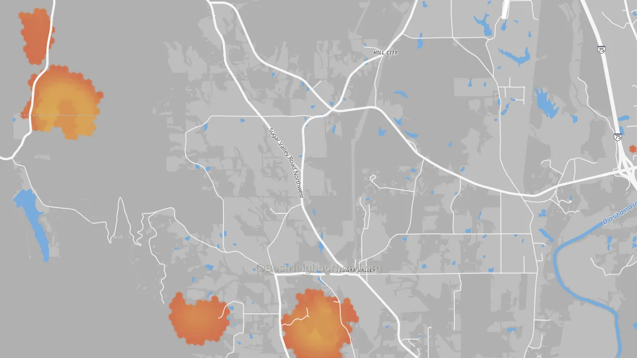 Bike Grade map of 30746, GA