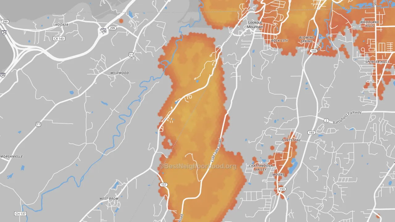 Bike Grade map of 30750, GA