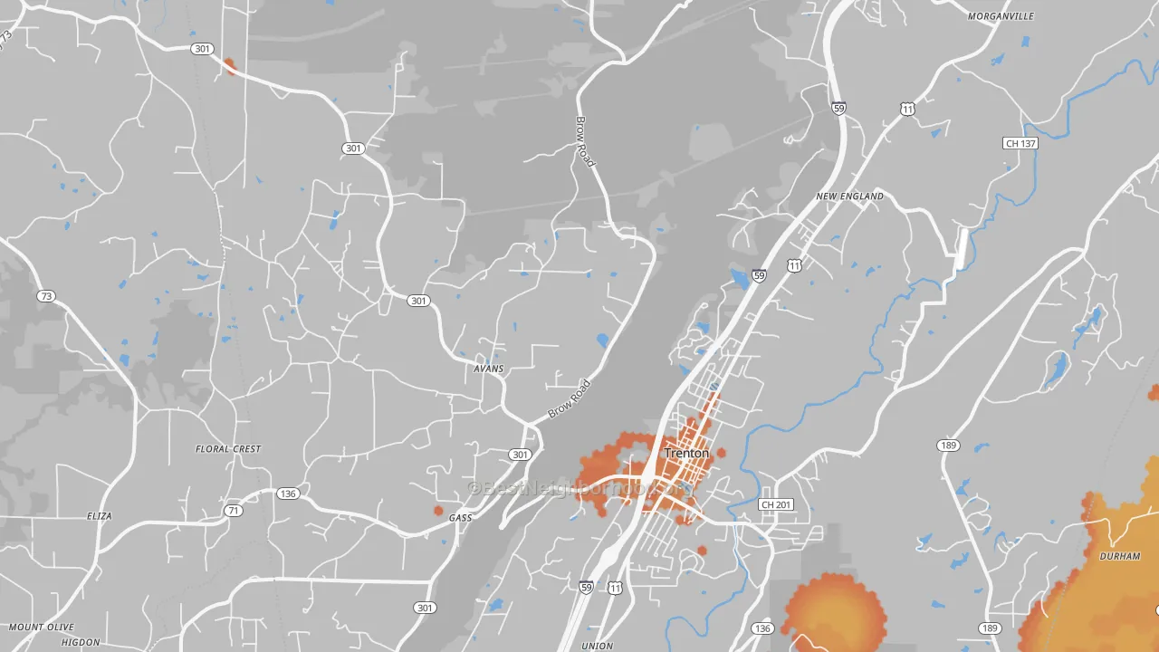 Bike Grade map of 30752, GA