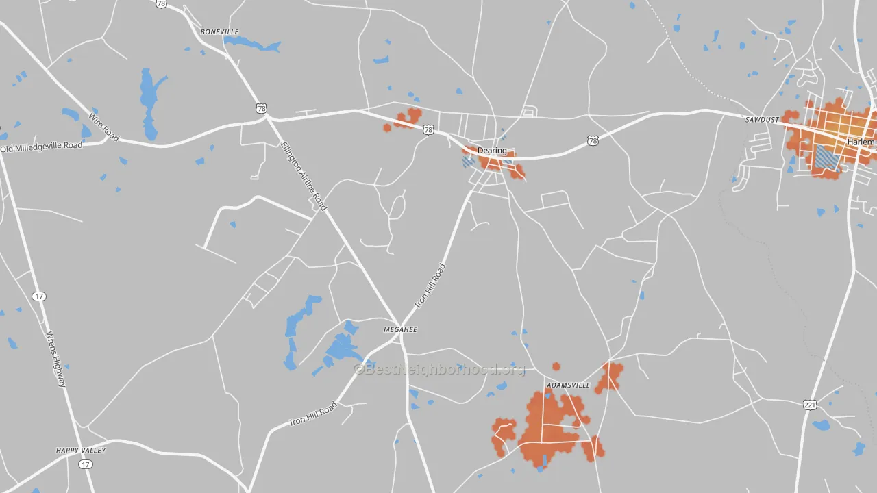 Bike Grade map of 30808, GA