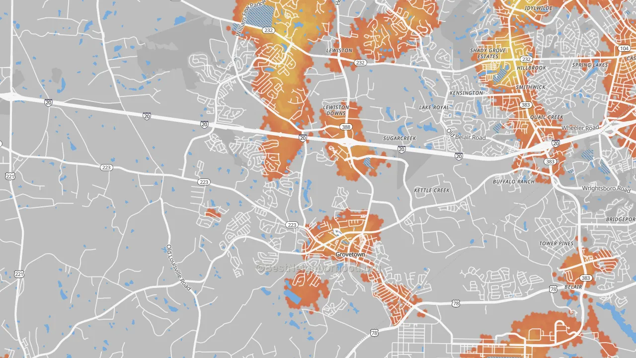 Bike Grade map of 30813, GA