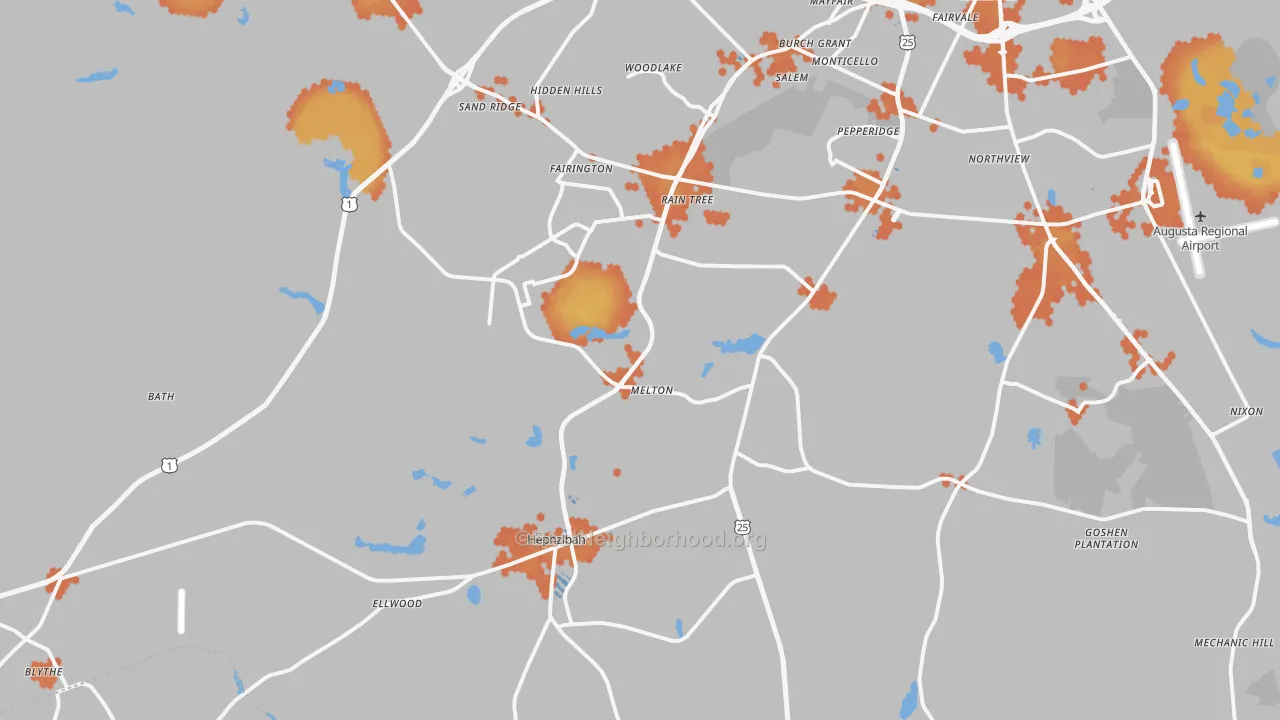 Bike Grade map of 30815, GA
