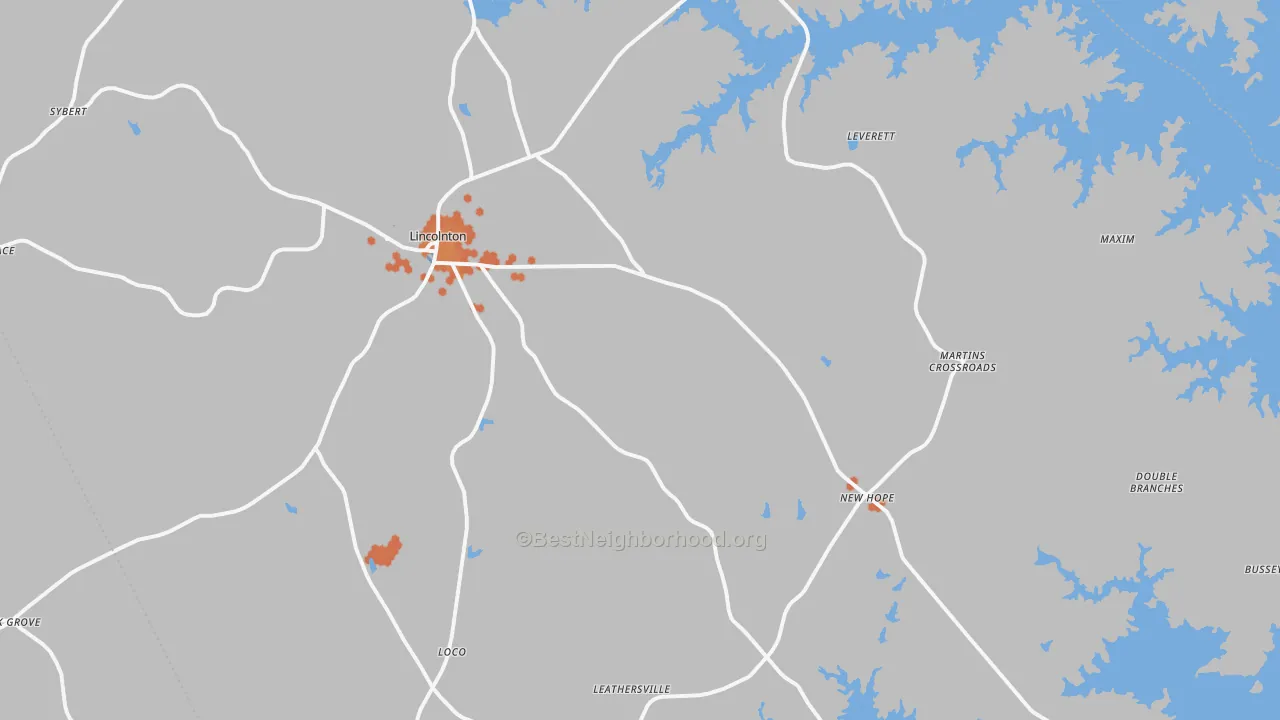Bike Grade map of 30817, GA