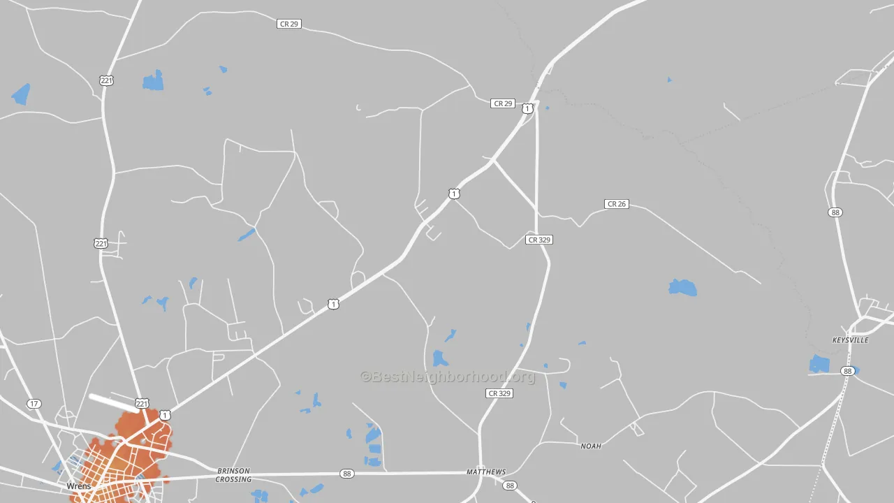 Bike Grade map of 30818, GA