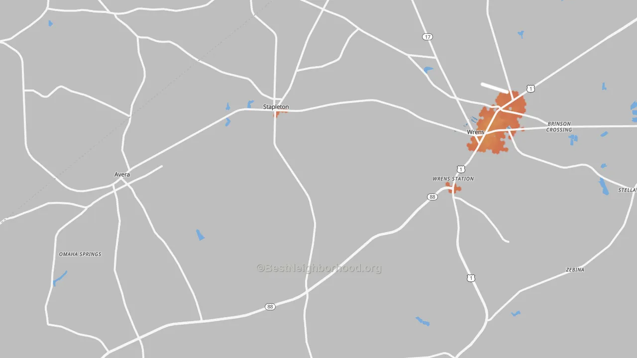 Bike Grade map of 30823, GA