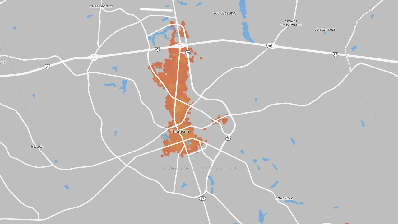 Bike Grade map of 30824, GA
