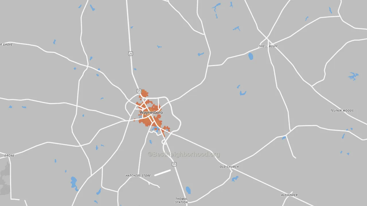 Bike Grade map of 30830, GA