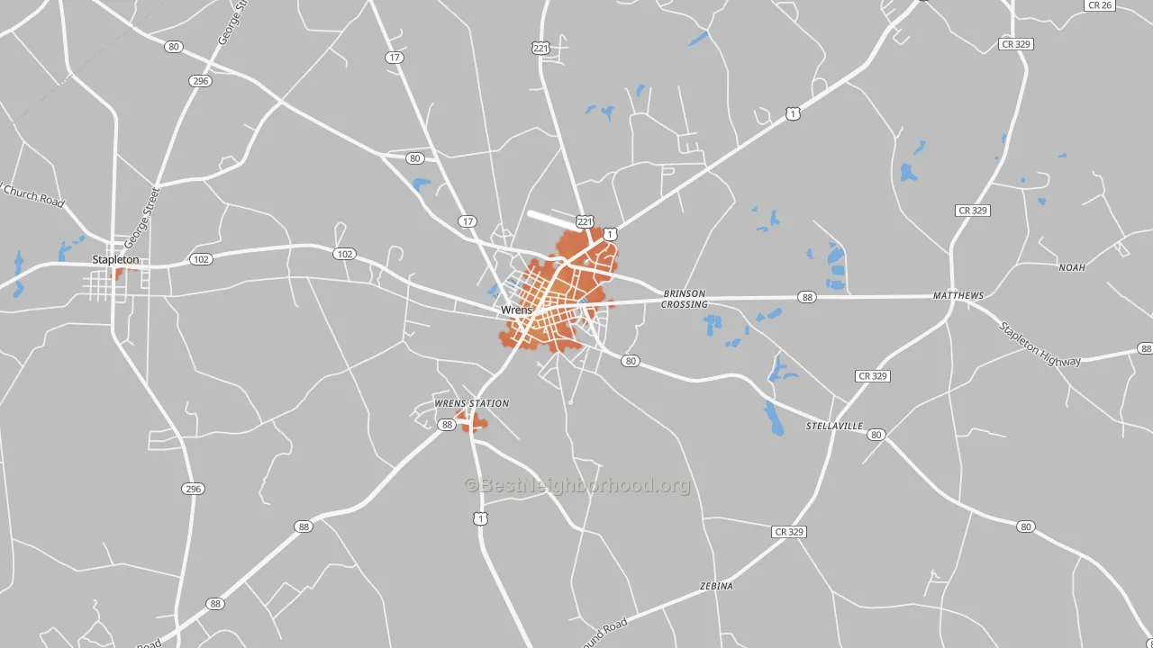 Bike Grade map of 30833, GA