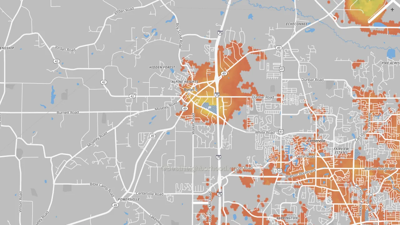 Bike Grade map of 31008, GA
