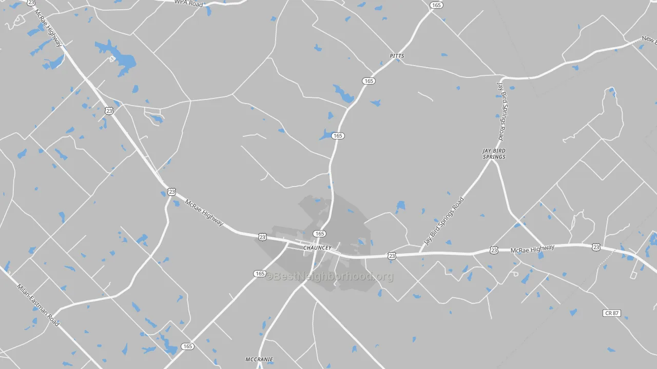 Bike Grade map of 31011, GA